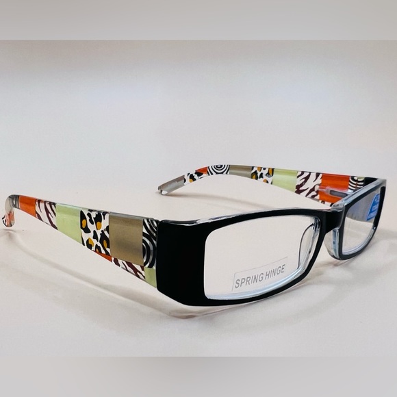 Black Geometric narrow readers w/spring hinges, stylish arms & Aspheric L… - Picture 4 of 5